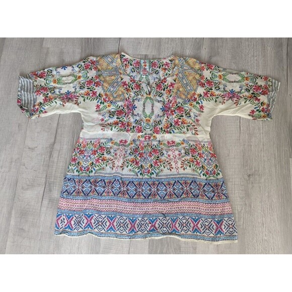 Johnny Was Boho Tunic Top Blouse Floral Sz S